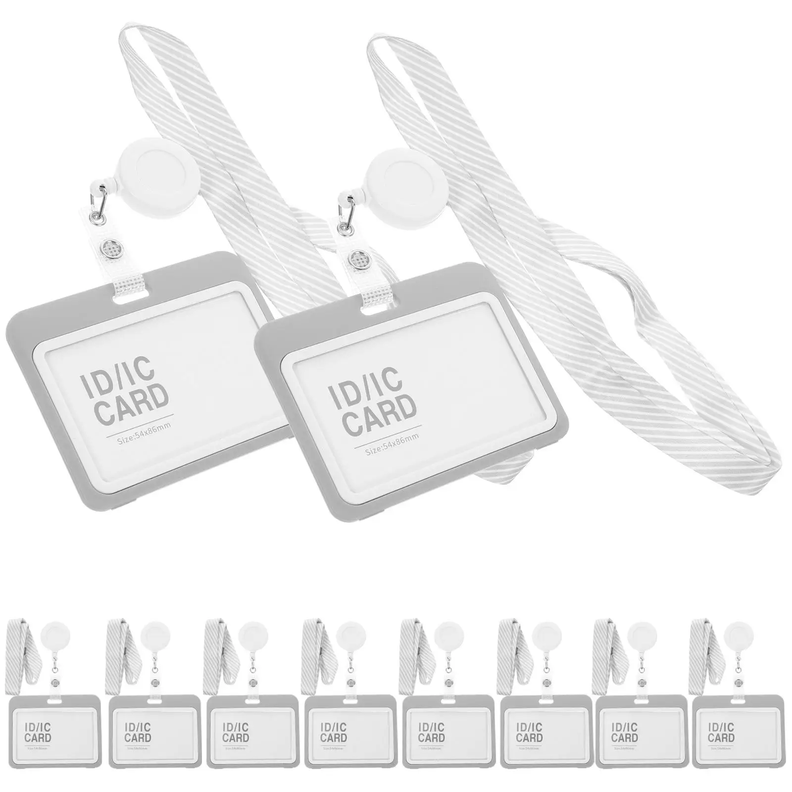 10 Sets Badge Card Holder Clear Sleeves Lanyards Plastic Cards Protective Covers Gray White Adjustable ID Holders for Staff
10 Sets Badge Card Holder Clear Sleeves Lanyards Plastic Cards Protective Covers Gray White Adjustable ID Holders for Staff