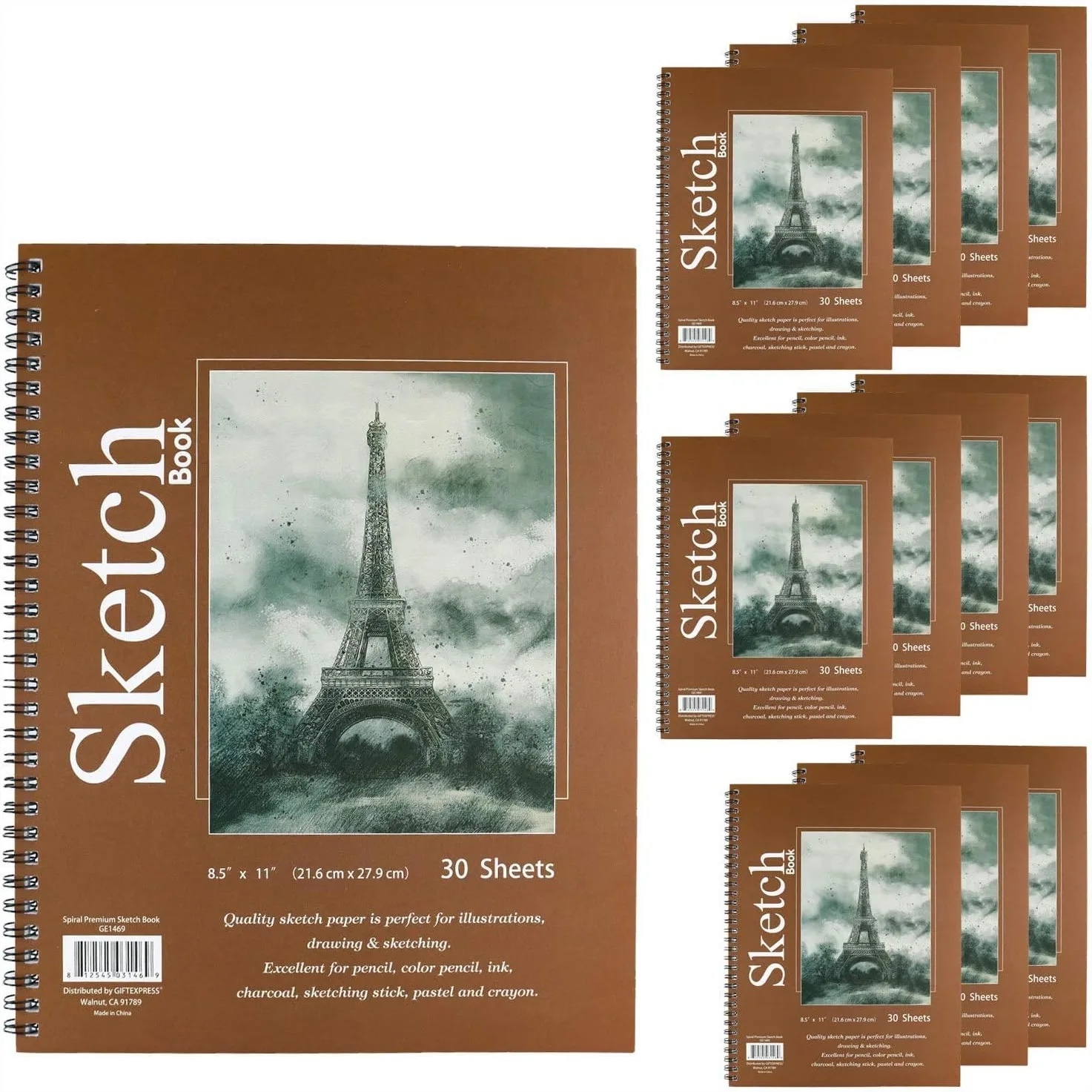 12 Pack Spiral Sketch Pads 30 Sheets Each for Pencil Ink Pastel, 8.5x11 inch Drawing Paper for Artists Beginners
12 Pack Spiral Sketch Pads 30 Sheets Each for Pencil Ink Pastel, 8.5x11 inch Drawing Paper for Artists Beginners