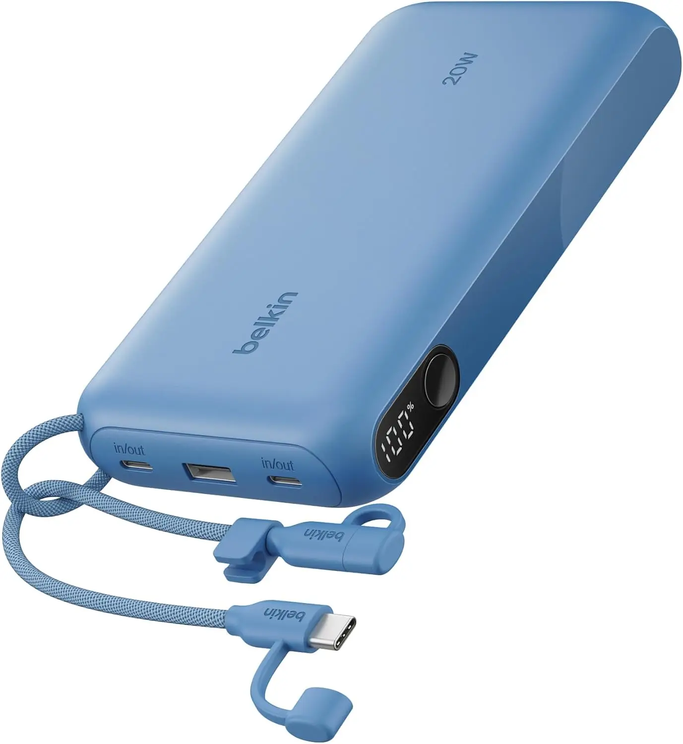 Портативное зарядное устройство 20 000 мАч с портами USB-C, цифровым дисплеем, быстрой зарядкой 20 Вт для телефонов и планшетов - синий
Портативное зарядное устройство 20 000 мАч с портами USB-C, цифровым дисплеем, быстрой зарядкой 20 Вт для телефонов и планшетов - синий