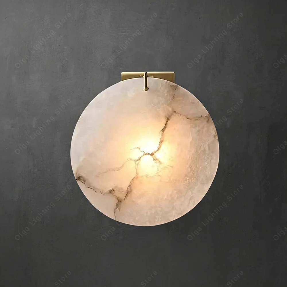 All Copper Natural Marble Wall Sconce Lamps Luxury TV Background Sofa Bedside Decoration Wall Light Round
All Copper Natural Marble Wall Sconce Lamps Luxury TV Background Sofa Bedside Decoration Wall Light Round