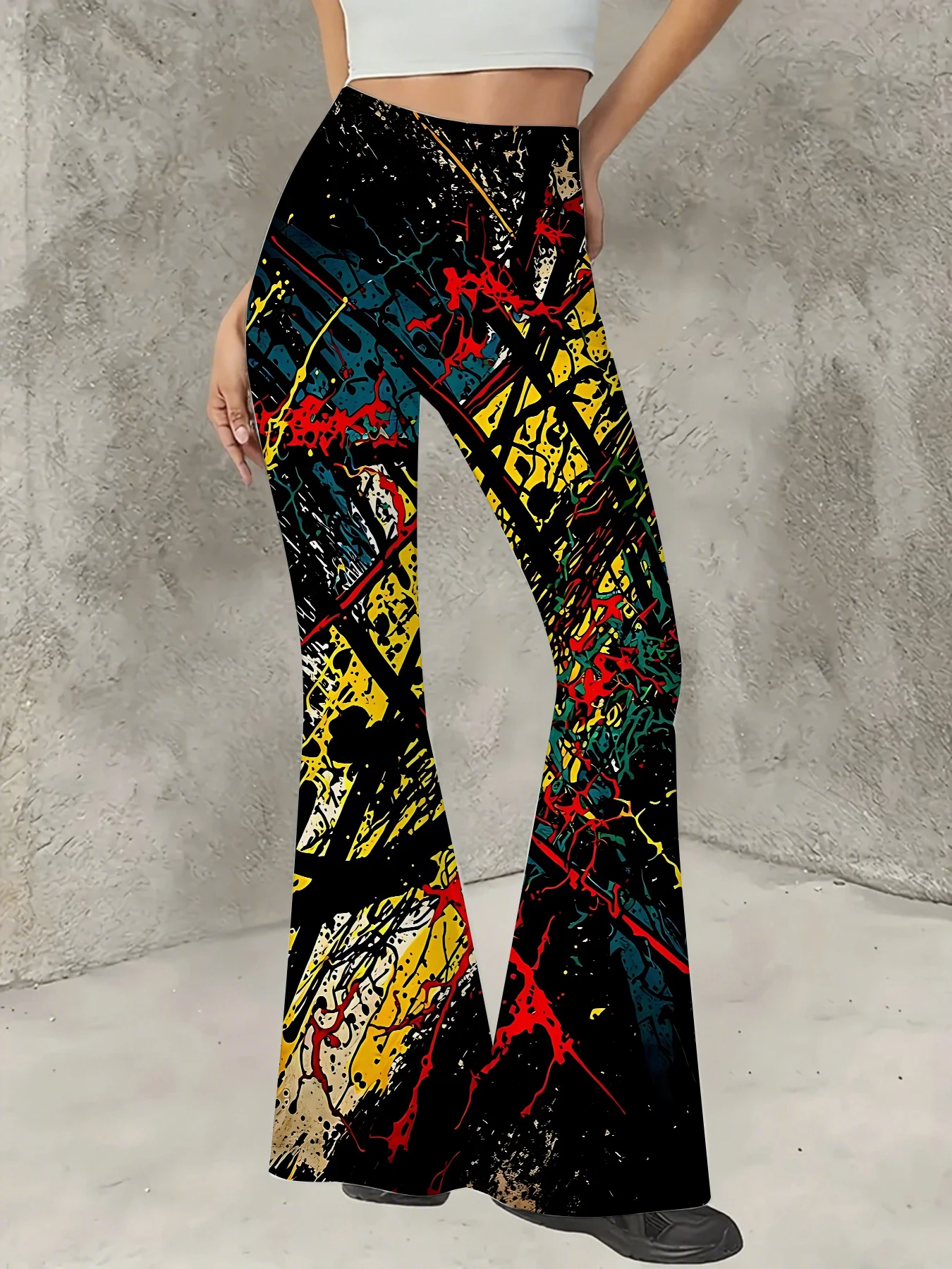 Y2K Graphic Print Flare Pants Women High Waist Knit Bell Bottom Trousers
Y2K Graphic Print Flare Pants Women High Waist Knit Bell Bottom Trousers