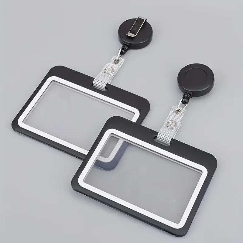 Durable Black Horizontal ID Card Holder Set, Badge Clip with Retractable Pull Tab, Double-Sided, Carabiner Clip ID Holder
Durable Black Horizontal ID Card Holder Set, Badge Clip with Retractable Pull Tab, Double-Sided, Carabiner Clip ID Holder