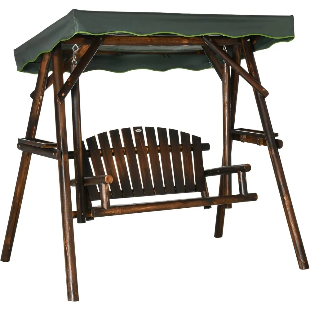 2-Person Patio Swing Chair, Outdoor Hanging Wooden Porch Bench Loveseat w/Adjustable Canopy and Side Trays for Garden, Poolside
2-Person Patio Swing Chair, Outdoor Hanging Wooden Porch Bench Loveseat w/Adjustable Canopy and Side Trays for Garden, Poolside
