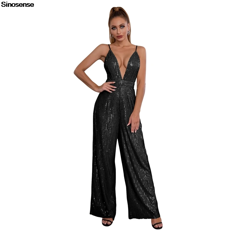 Womens Sparkly Jumpsuits Sexy Deep V Neck Backless Sleeveless Wide Leg Pants Rompers One Piece Night Out Club Party Outfits
Womens Sparkly Jumpsuits Sexy Deep V Neck Backless Sleeveless Wide Leg Pants Rompers One Piece Night Out Club Party Outfits