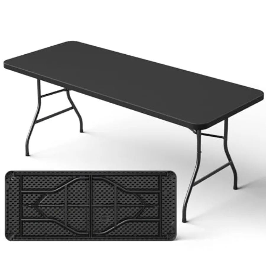 6ft Folding Table for Indoor Outdoor Picnic Camping Dining Party, Heavy Duty Plastic Top with Foldable Steel Legs, Black, Suppo
6ft Folding Table for Indoor Outdoor Picnic Camping Dining Party, Heavy Duty Plastic Top with Foldable Steel Legs, Black, Suppo