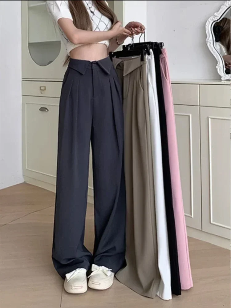Korean Office Ladies Trousers Fashion Button Loose Spring Female Street Wear Women Straight Black High Waist Suit Pants
Korean Office Ladies Trousers Fashion Button Loose Spring Female Street Wear Women Straight Black High Waist Suit Pants