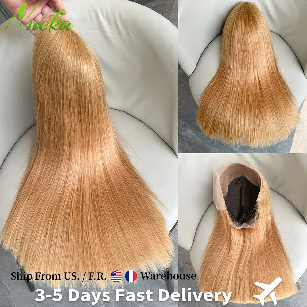 13x6 27# Honey Blonde Colored Human Hair Lace Frontal Wigs Straight 180 Density 13x4 HD Transparent Lace Front Human Hair Wigs For Women
13x6 27# Honey Blonde Colored Human Hair Lace Frontal Wigs Straight 180 Density 13x4 HD Transparent Lace Front Human Hair Wigs For Women