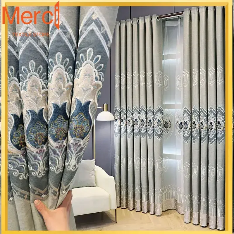 New Thickened European Style High-end Luxury Embroidered Curtains Light-insulated Bedroom Living Room Balcony Finished Product
New Thickened European Style High-end Luxury Embroidered Curtains Light-insulated Bedroom Living Room Balcony Finished Product