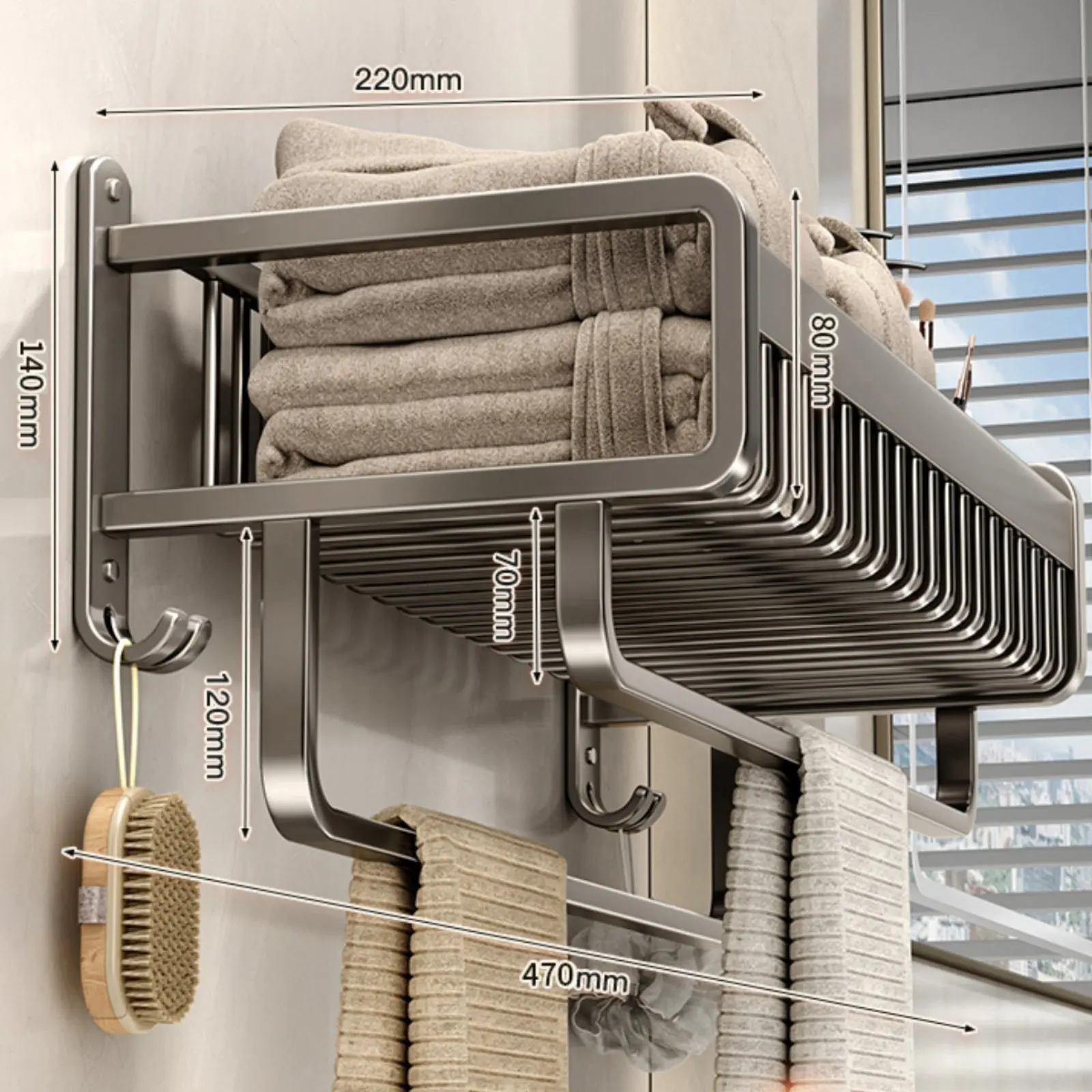 Wall Mounted Aluminum Towel Rack Bathroom Shelf
Wall Mounted Aluminum Towel Rack Bathroom Shelf