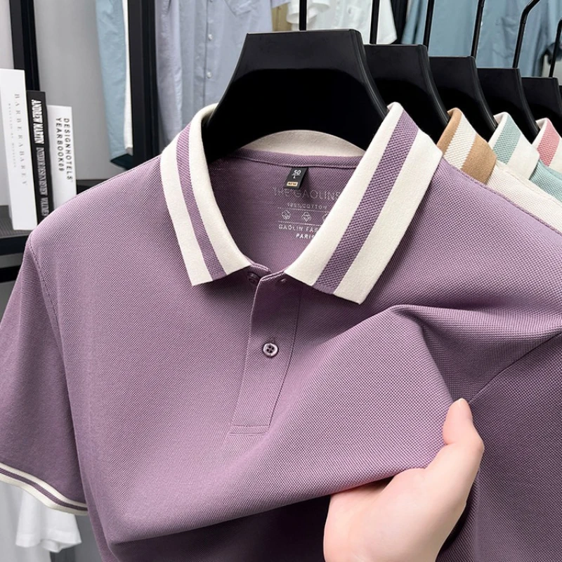 Men's 100% Cotton Polo Shirt - Silky Finish, Striped Collar & Cuffs, 6 Colors Business Casual Slim-Fitting T-shirt Top Seller
Men's 100% Cotton Polo Shirt - Silky Finish, Striped Collar & Cuffs, 6 Colors Business Casual Slim-Fitting T-shirt Top Seller