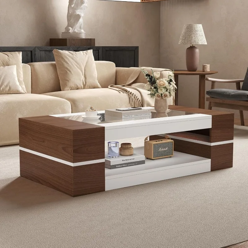 47.2 "Modern and fashionable coffee table, large living room table, rectangular two-layer center table with storage.
47.2 "Modern and fashionable coffee table, large living room table, rectangular two-layer center table with storage.