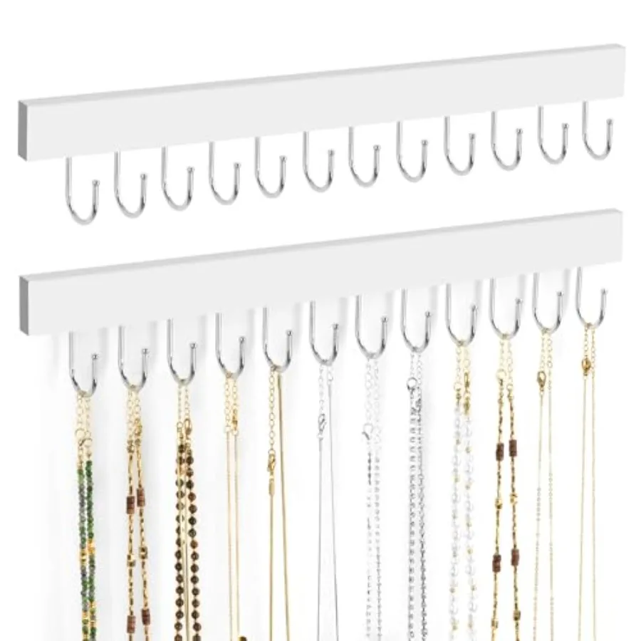 2 Pack Necklace Organizer Wall Mount, Wooden Jewelry Hanger Necklace Holder with 24 Hooks, Hanging Jewelry Organizer
2 Pack Necklace Organizer Wall Mount, Wooden Jewelry Hanger Necklace Holder with 24 Hooks, Hanging Jewelry Organizer