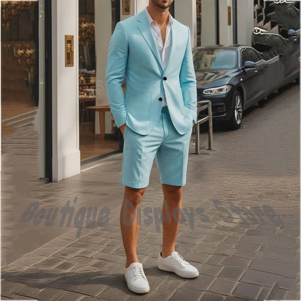 Sky Blue Men's Suit Set Notch Lapel Single Breasted Blazer Knee Length Shorts Daily Casual Outfit Office Summer Beach Streetwear
Sky Blue Men's Suit Set Notch Lapel Single Breasted Blazer Knee Length Shorts Daily Casual Outfit Office Summer Beach Streetwear