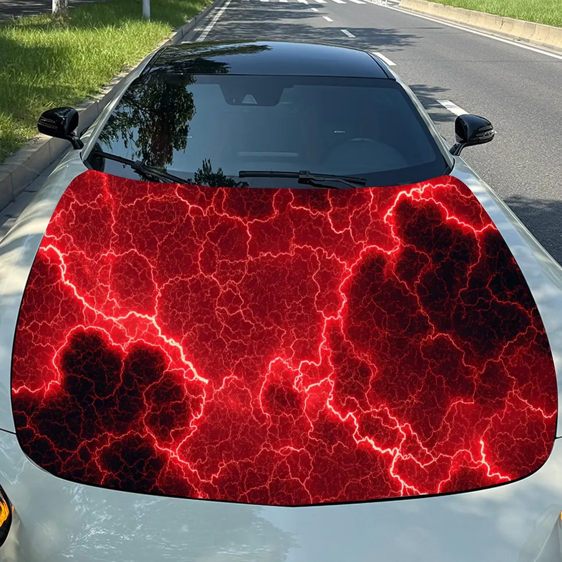Red Lightning Storm Thrill PVC Car Engine Hood Vinyl Wraps, Self-Adhesive Waterproof Car Hood Decal Sticker, Car Decoration Prot
Red Lightning Storm Thrill PVC Car Engine Hood Vinyl Wraps, Self-Adhesive Waterproof Car Hood Decal Sticker, Car Decoration Prot