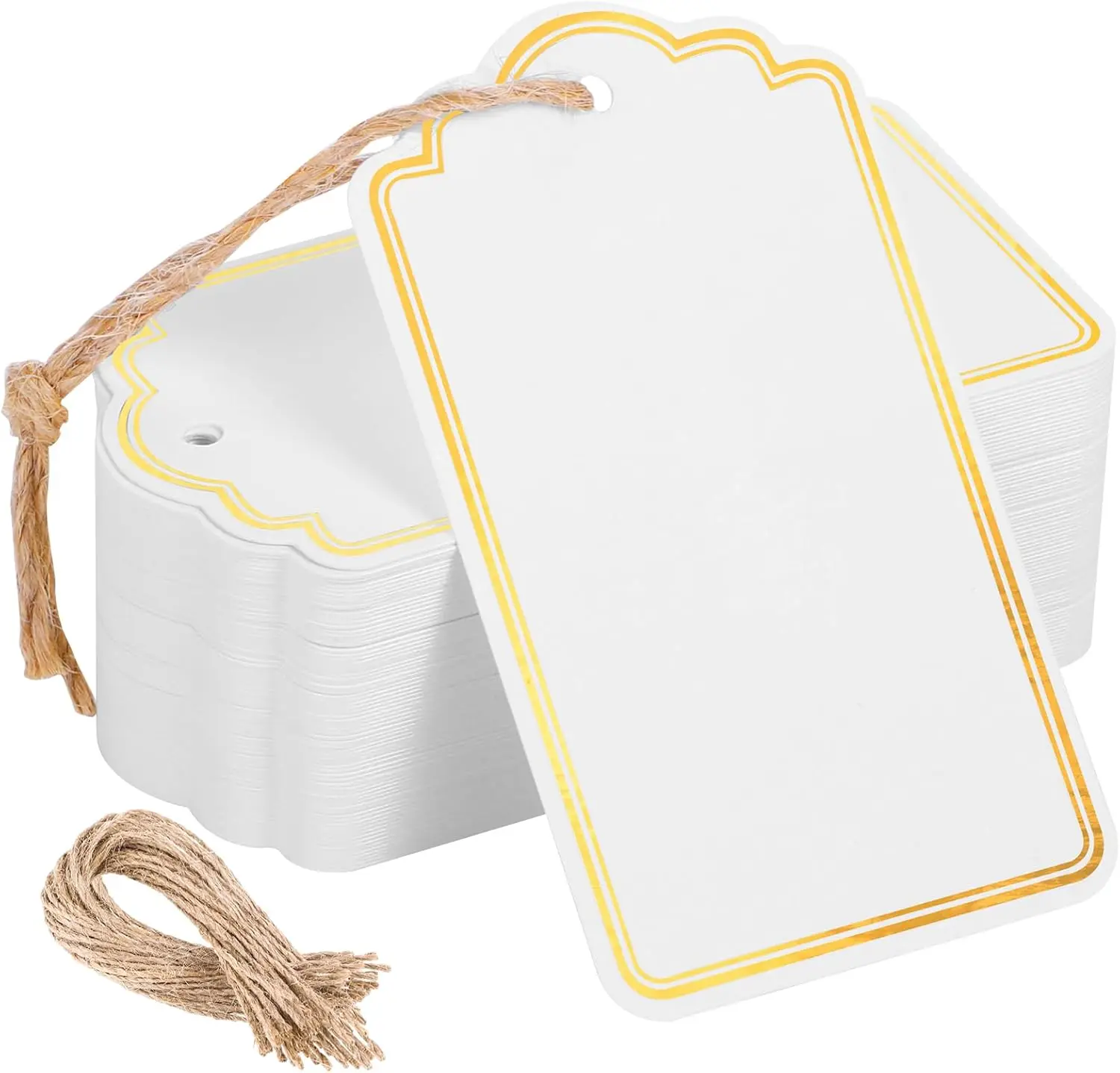120 Gold Foil Metallic Gift Tags with Strings for Baby Shower Birthday Wedding Presents Labeling 3.5''x2''
120 Gold Foil Metallic Gift Tags with Strings for Baby Shower Birthday Wedding Presents Labeling 3.5''x2''