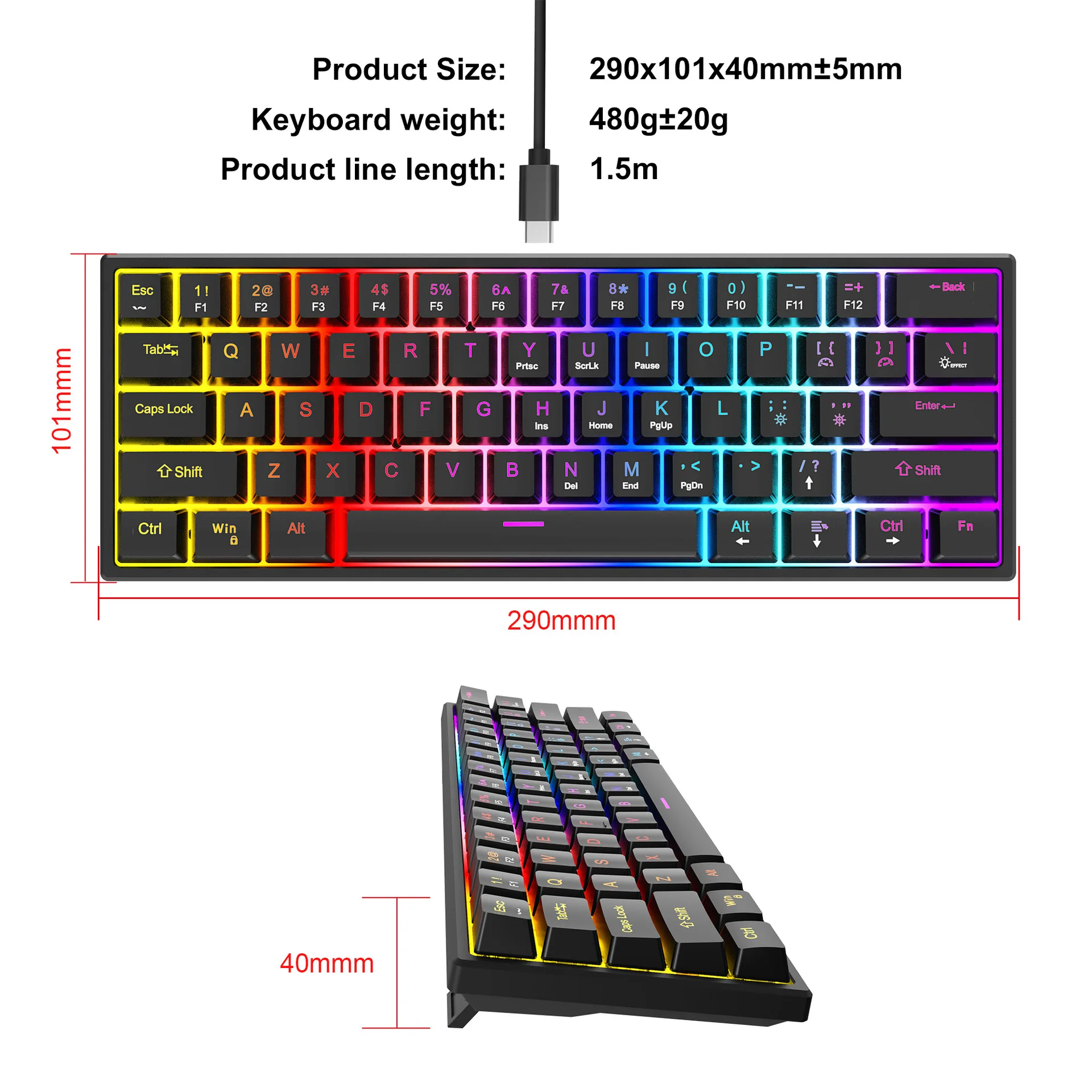 Mini Wired Mechanical Keyboard 61 Keys Gaming Keybaord RGB Backlit Cyan Axis Keycaps Office Keyboard for PC Laptop Macbook
Mini Wired Mechanical Keyboard 61 Keys Gaming Keybaord RGB Backlit Cyan Axis Keycaps Office Keyboard for PC Laptop Macbook 