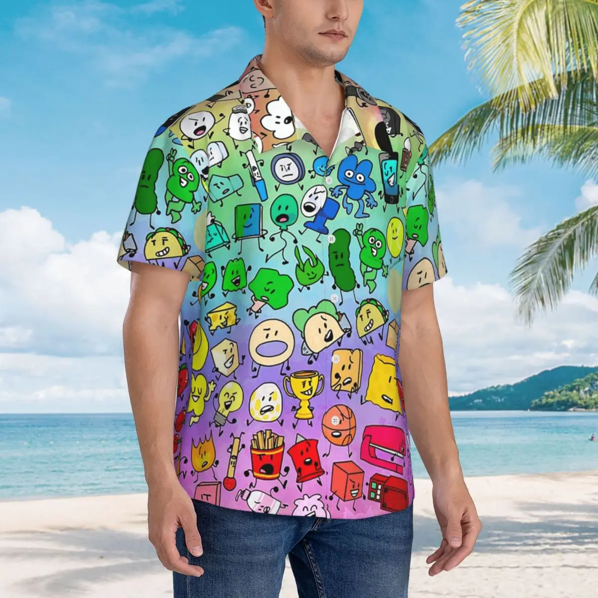 BFDI Inanimate Insanity Все персонажи Радужные гавайские рубашки Забавная мужская рубашка с коротким рукавом для лета, пляжа, мужские топы на пуговицах
BFDI Inanimate Insanity Все персонажи Радужные гавайские рубашки Забавная мужская рубашка с коротким рукавом для лета, пляжа, мужские топы на пуговицах