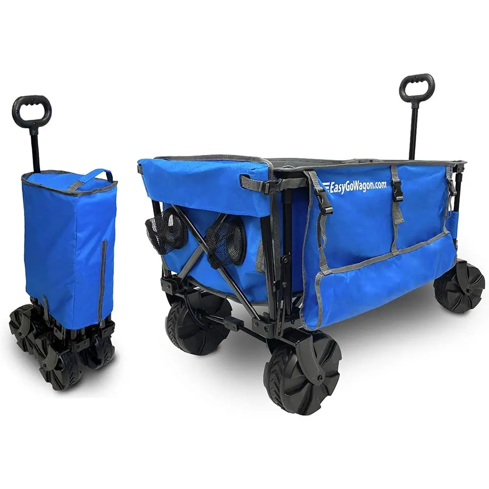Large Wheel Beach Cart with Folding Table and Umbrella Holders, Blue
Large Wheel Beach Cart with Folding Table and Umbrella Holders, Blue