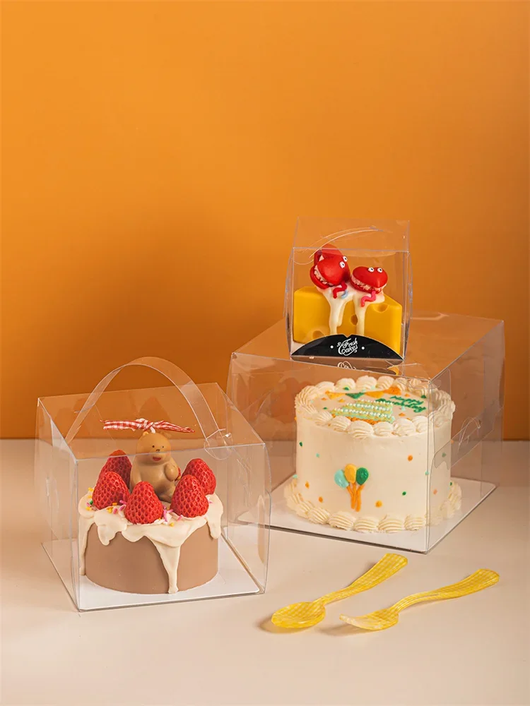 10PCS Transparent Gift Birthday Cake Wedding Packaging Box Dessert Handle Plastic Including White Bottom Bracket Square Box
10PCS Transparent Gift Birthday Cake Wedding Packaging Box Dessert Handle Plastic Including White Bottom Bracket Square Box