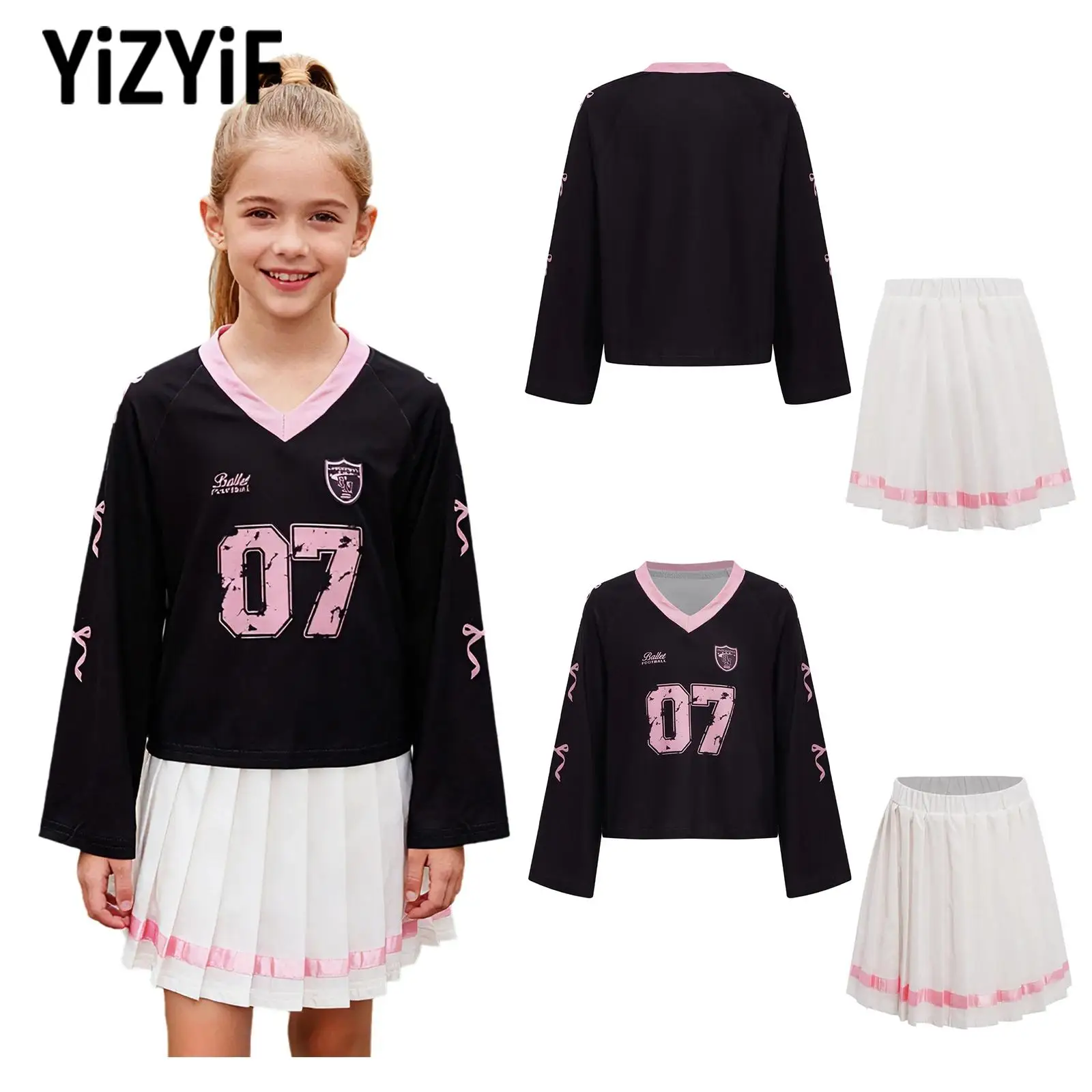 Children Girls Tennis Volleyball Badminton Workout Outfit Contrasting Long Sleeve T-shirt+Pleated Skirt Yoga Sportswear Sets
Children Girls Tennis Volleyball Badminton Workout Outfit Contrasting Long Sleeve T-shirt+Pleated Skirt Yoga Sportswear Sets