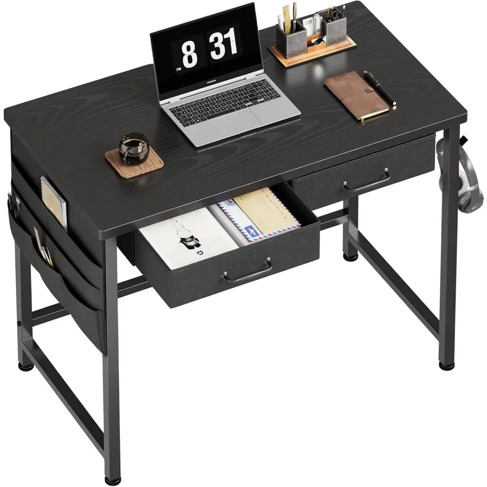 Small Desk with Drawers, 31.5 inch Small Computer Desk with Drawers, Writing Desk for Small Spaces with Metal Frame, Black
Small Desk with Drawers, 31.5 inch Small Computer Desk with Drawers, Writing Desk for Small Spaces with Metal Frame, Black
