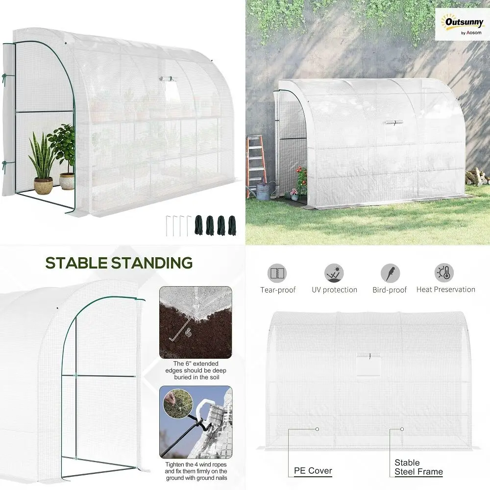 10 x 5 x 7 Lean to Greenhouse, Walkin Green House, Plant Nursery with 2 Rollup Doors and Windows, PE Cover and 3 Wire Shelves,
10 x 5 x 7 Lean to Greenhouse, Walkin Green House, Plant Nursery with 2 Rollup Doors and Windows, PE Cover and 3 Wire Shelves,