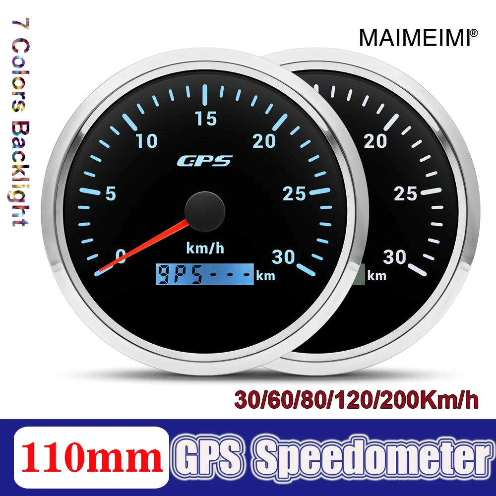 Водонепроницаемый GPS-спидометр 110 мм (4-3/8 дюйма) для автомобилей и судов, 0-120 км/ч, одометр 30 км/ч, 7 цветов LED, для 12В/24В, настраиваемый
Водонепроницаемый GPS-спидометр 110 мм (4-3/8 дюйма) для автомобилей и судов, 0-120 км/ч, одометр 30 км/ч, 7 цветов LED, для 12В/24В, настраиваемый