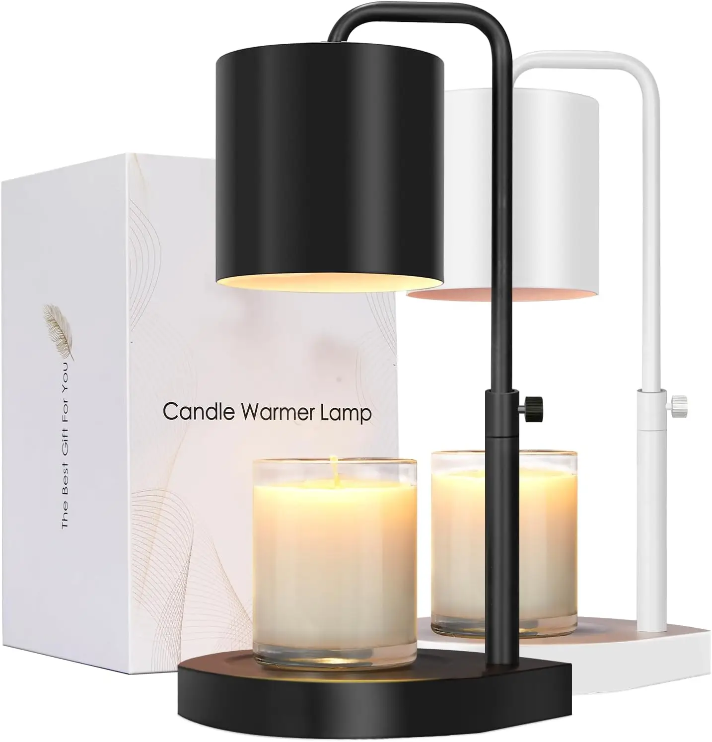 Candle Warmer Lamp Adjustable Height Dimmable with Timer, No Flame Scented Wax Warmer with 2 Bulbs - Black
Candle Warmer Lamp Adjustable Height Dimmable with Timer, No Flame Scented Wax Warmer with 2 Bulbs - Black