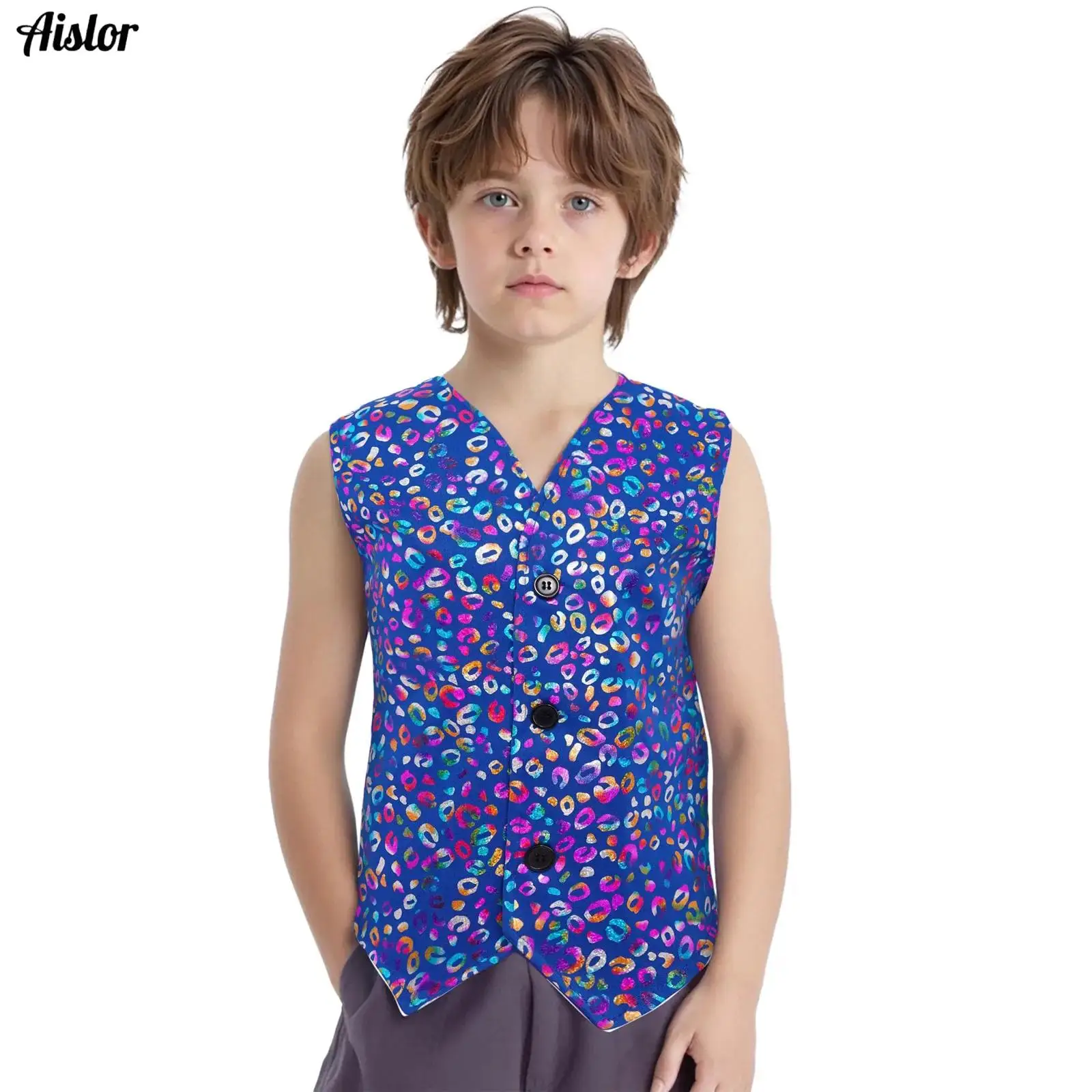 Kids Girls Boys Jazz Hip Hop Dance Top Stage Performance Costume V-neck Sleeveless Asymmetrical Hem Button Metallic Plaid Vest
Kids Girls Boys Jazz Hip Hop Dance Top Stage Performance Costume V-neck Sleeveless Asymmetrical Hem Button Metallic Plaid Vest