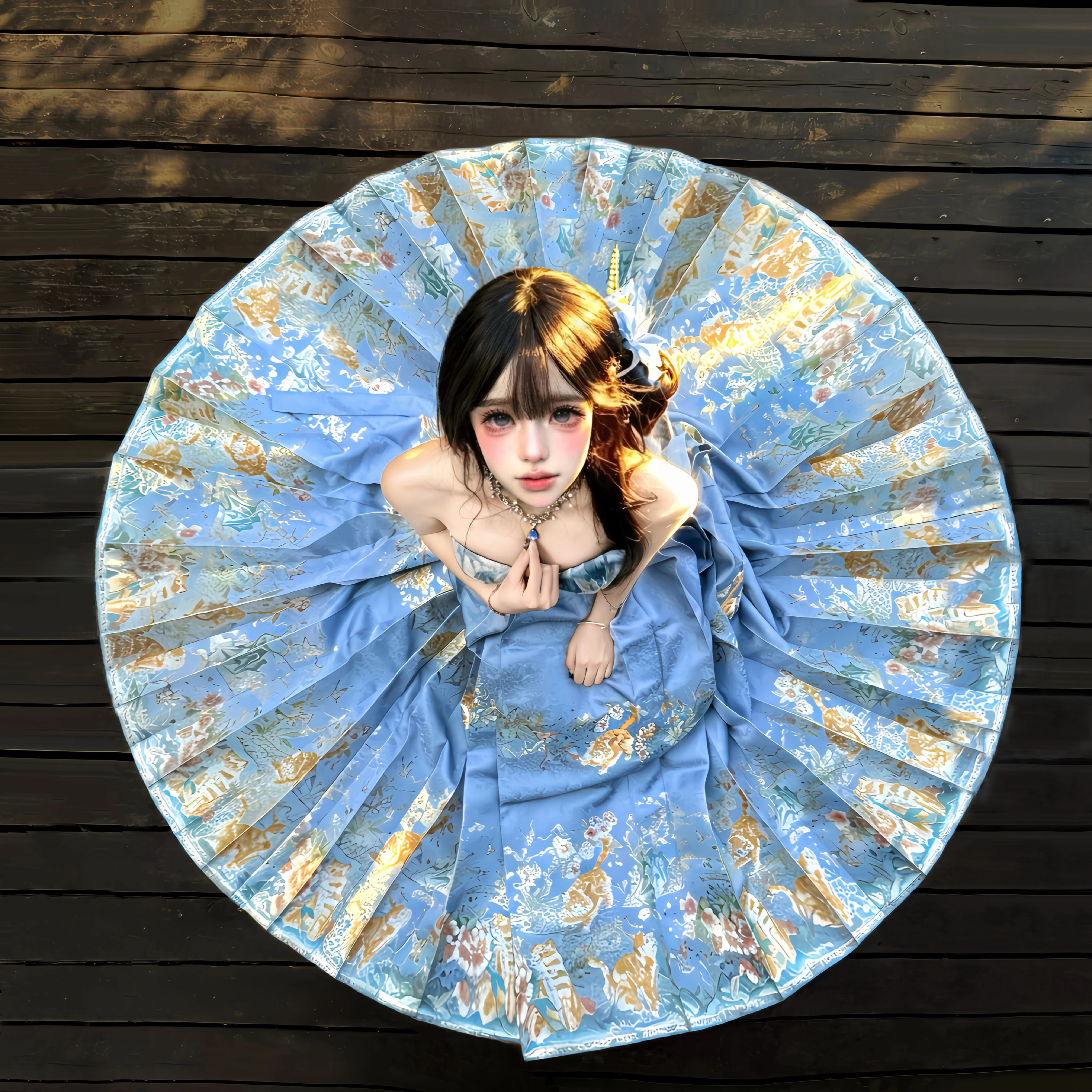 Blue Hanfu Style Women's Two-Piece Set Summer New Style Tube Top Vest And High Waist Skirt Retro Court Vintage Ensemble
Blue Hanfu Style Women's Two-Piece Set Summer New Style Tube Top Vest And High Waist Skirt Retro Court Vintage Ensemble