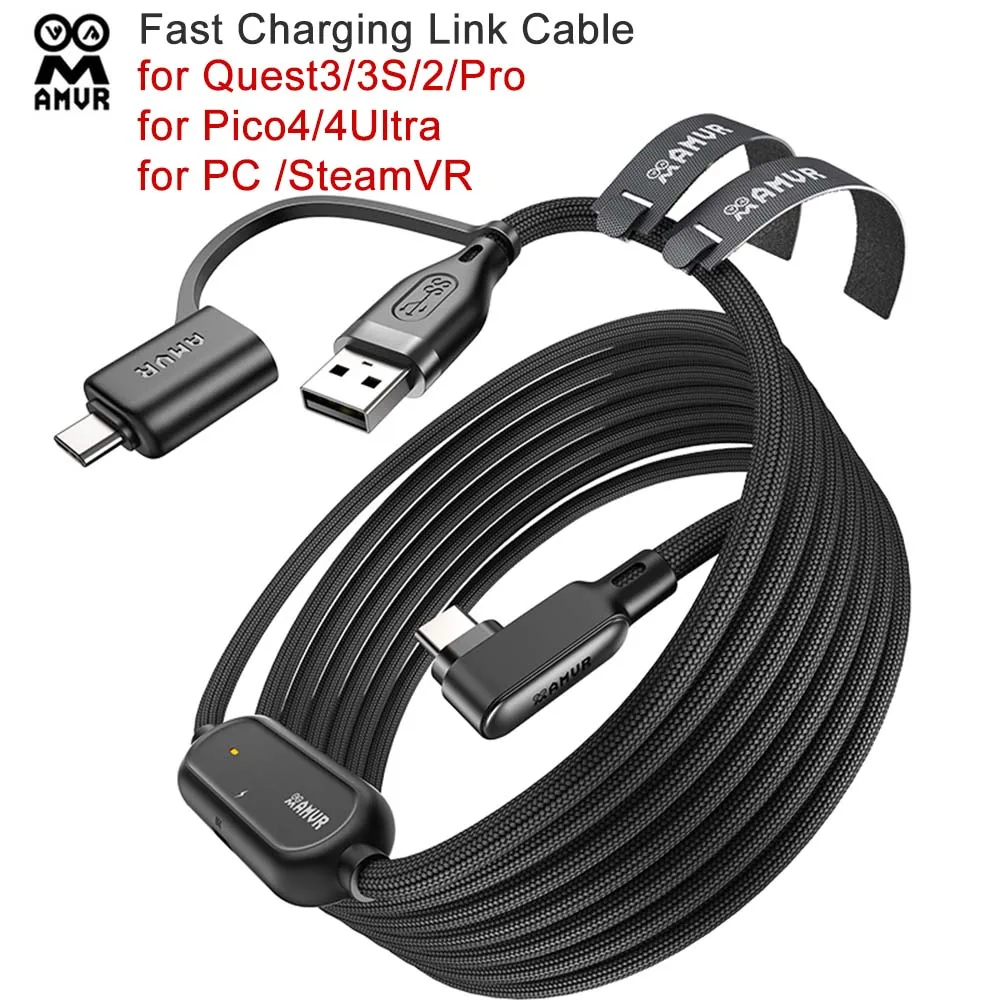 AMVR 5m/16ft Fast Charging Link Cable for Quest3/3S/2/Pro /Pico4/Pico4Ultra/ PC /SteamVR Type-C USB Cables
AMVR 5m/16ft Fast Charging Link Cable for Quest3/3S/2/Pro /Pico4/Pico4Ultra/ PC /SteamVR Type-C USB Cables
