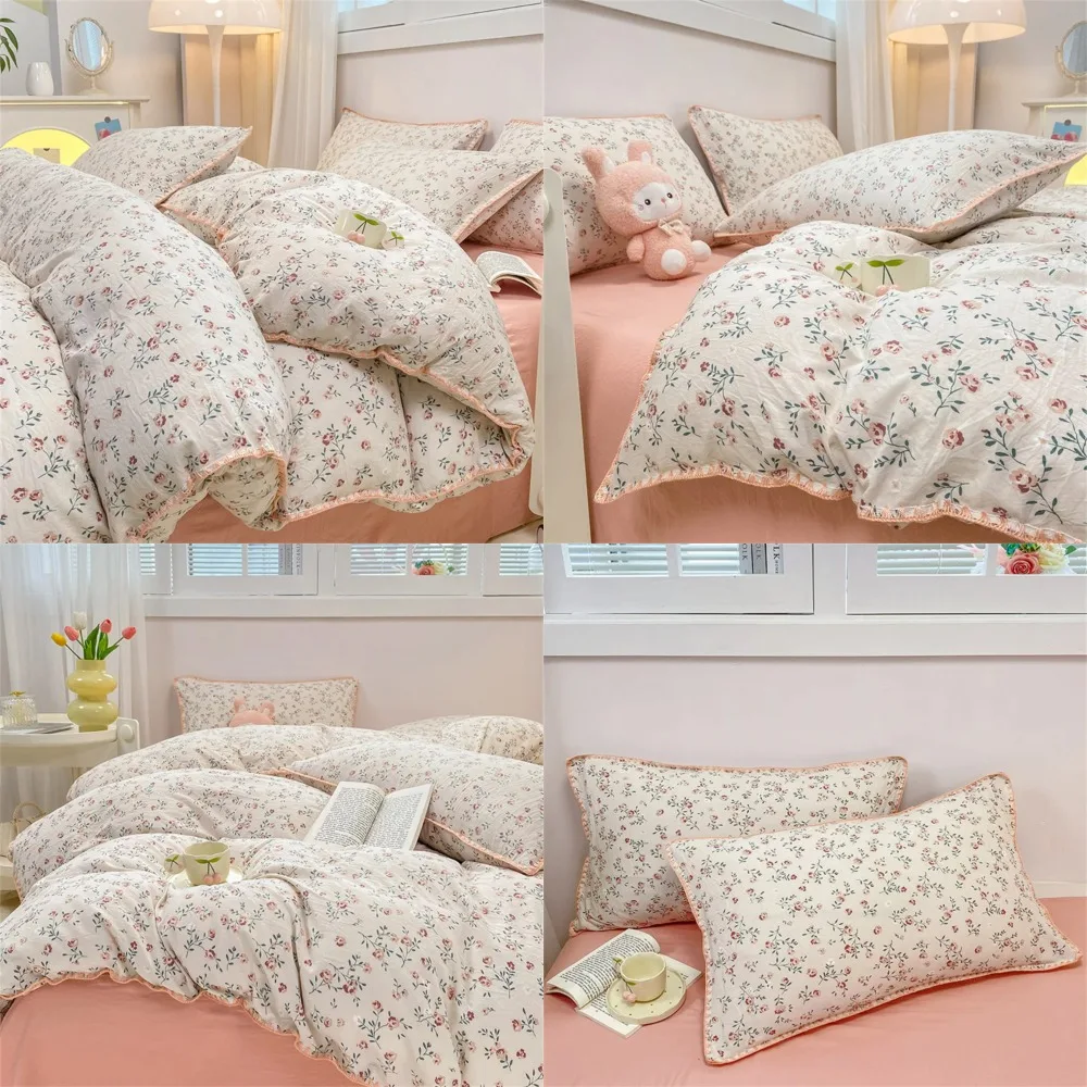 Luxurious Romantic Floral Washed Cotton Bed Sheet Set with Duvet Cover and Pillowcase - Perfect for Single or Double Size Beds f
Luxurious Romantic Floral Washed Cotton Bed Sheet Set with Duvet Cover and Pillowcase - Perfect for Single or Double Size Beds f