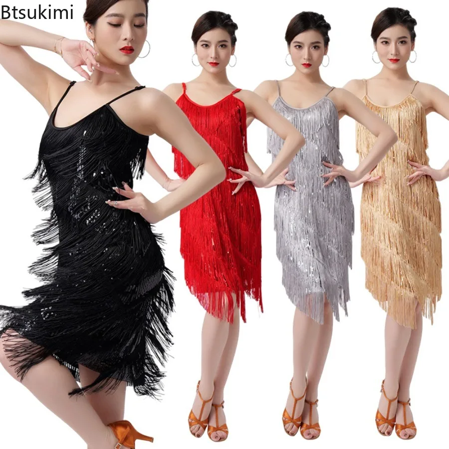 New Women's Strap Sequin Tassel Dance Costume Sexy V Neck Sequined Latin Dance Dress Salsa Tango Cha Cha Rumba Samba Dancewear
New Women's Strap Sequin Tassel Dance Costume Sexy V Neck Sequined Latin Dance Dress Salsa Tango Cha Cha Rumba Samba Dancewear
