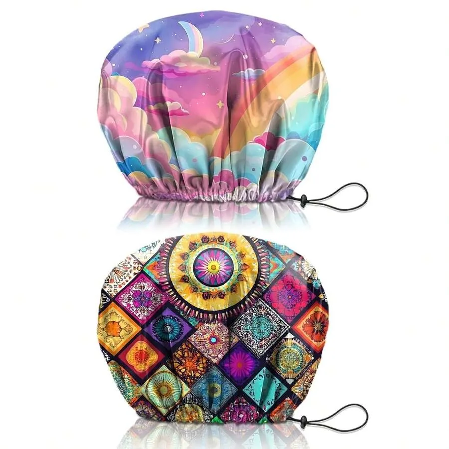 2 PCS Shower Cap Reusable Waterproof Double Layers Hair Caps Shower Bath Adjustable Elastic Hat For Women Girls Cute Aesthetic-
2 PCS Shower Cap Reusable Waterproof Double Layers Hair Caps Shower Bath Adjustable Elastic Hat For Women Girls Cute Aesthetic-