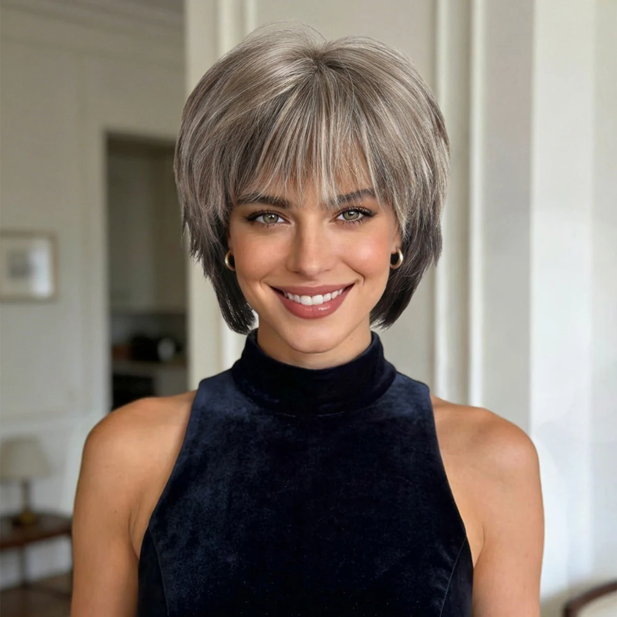 10-дюймовые короткие натуральные парики с челкой, мягкие, для повседневного использования, короткие кудрявые синтетические парики для женщин, для костюмированных вечеринок
10-дюймовые короткие натуральные парики с челкой, мягкие, для повседневного использования, короткие кудрявые синтетические парики для женщин, для костюмированных вечеринок