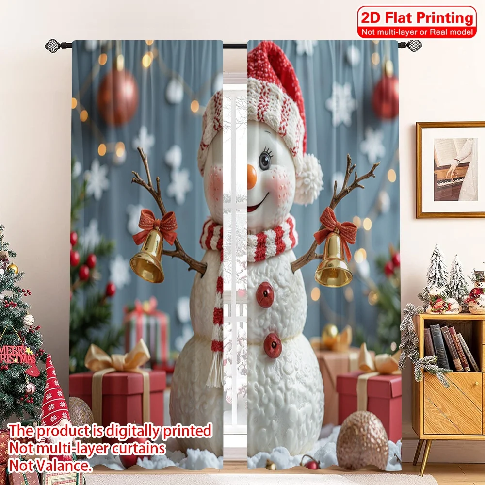 2pcs 2D flat printing Merry Christmas Window Curtains Cute Snowman Christmas Bells 100% Polyester Fabric Without Electricity
2pcs 2D flat printing Merry Christmas Window Curtains Cute Snowman Christmas Bells 100% Polyester Fabric Without Electricity