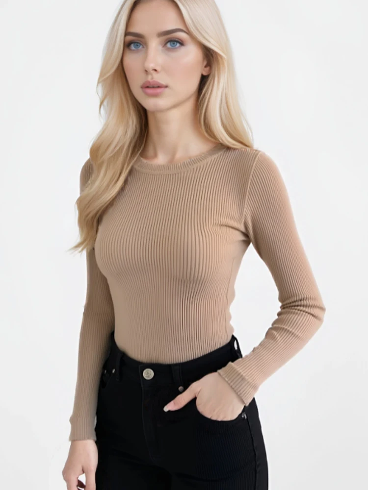 Autumn/Winter Thin Slim Fit Women's Long sleeve Knit Pullover Elegant Solid Color Crew Neck Knitted Sweater Casual Primershirt
Autumn/Winter Thin Slim Fit Women's Long sleeve Knit Pullover Elegant Solid Color Crew Neck Knitted Sweater Casual Primershirt