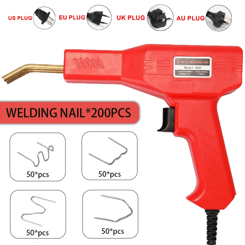 Сварочный пистолет для автомобильного бампера, горячий степлер, сварочный аппарат для пластика, комплект для ремонта бампера, паяльник для ремонта пластика, комплект с 200 гвоздями
Сварочный пистолет для автомобильного бампера, горячий степлер, сварочный аппарат для пластика, комплект для ремонта бампера, паяльник для ремонта пластика, комплект с 200 гвоздями