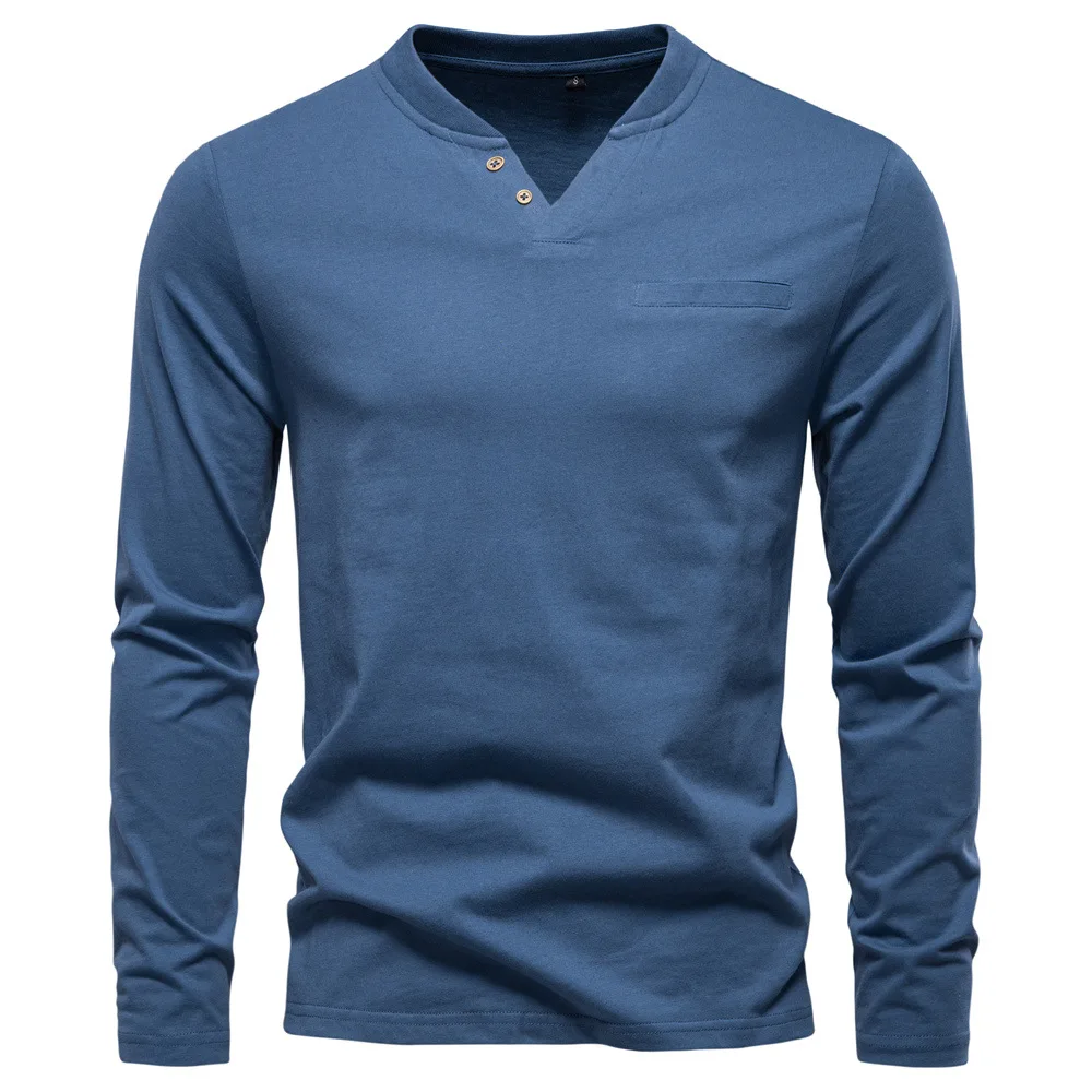 New Autumn 100% Cotton Men's T-shirt Henley T Shirt Men Casual Solid Color Long Sleeve Fake Pocket Fashion T-shirts for Men
New Autumn 100% Cotton Men's T-shirt Henley T Shirt Men Casual Solid Color Long Sleeve Fake Pocket Fashion T-shirts for Men