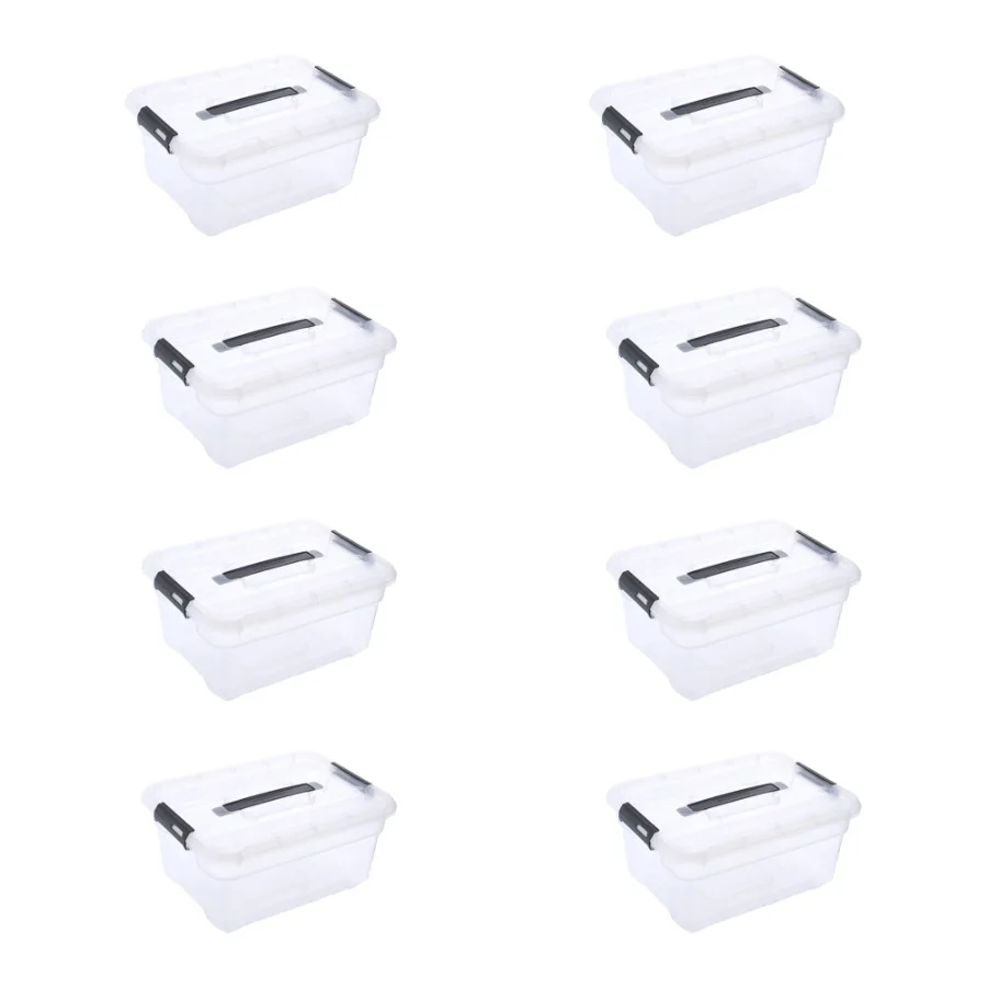 Solutions 13.7 Qt Clear Plastic Storage Boxes With Latching Lids, stackable, 8 Pack
Solutions 13.7 Qt Clear Plastic Storage Boxes With Latching Lids, stackable, 8 Pack