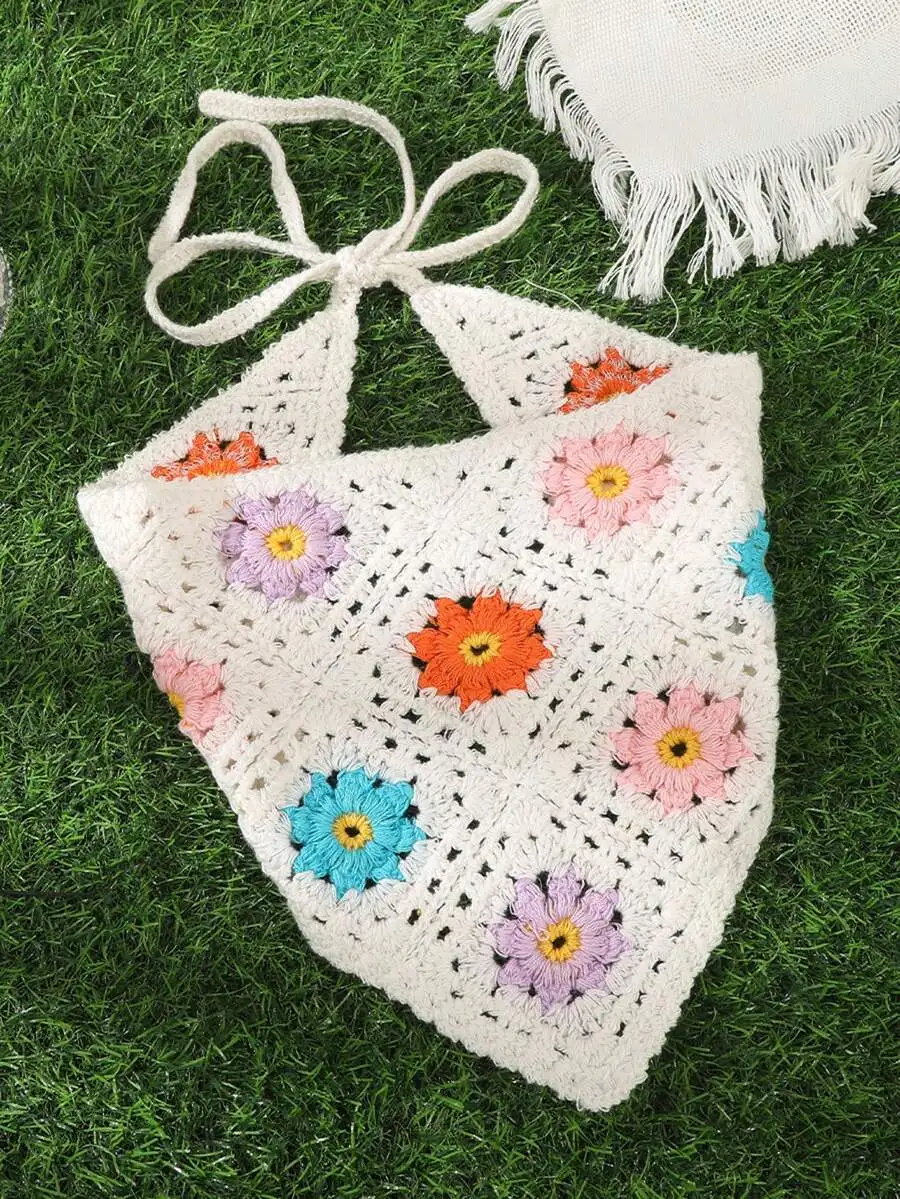 Women Crochet Triangle Bandana With Floral Embroidery Bohemian Headband Hair Accessory
Women Crochet Triangle Bandana With Floral Embroidery Bohemian Headband Hair Accessory