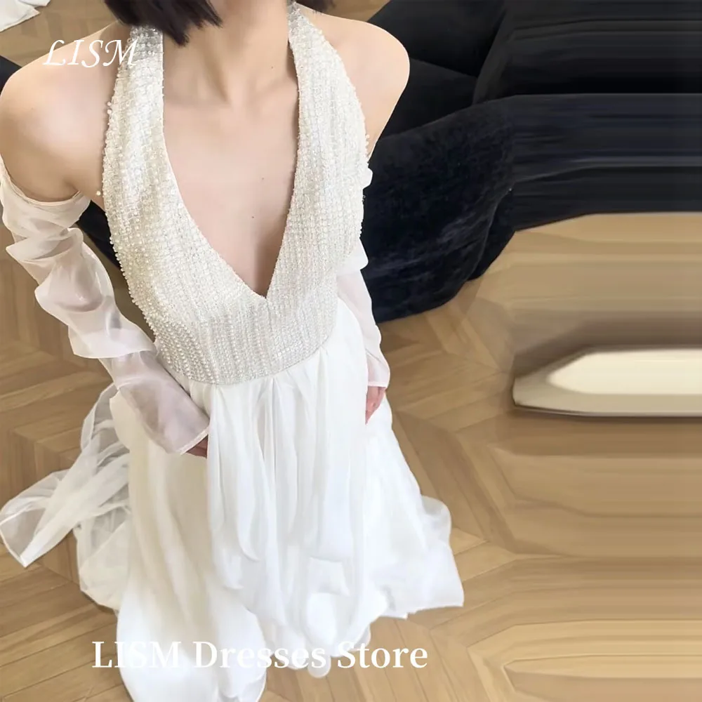 LISM Elegant A-Line Korea Wedding Dresses V-Neck Organza Halter Floor Length Simple Bridal Gowns 웨딩드레스 Customized Corsets
LISM Elegant A-Line Korea Wedding Dresses V-Neck Organza Halter Floor Length Simple Bridal Gowns 웨딩드레스 Customized Corsets