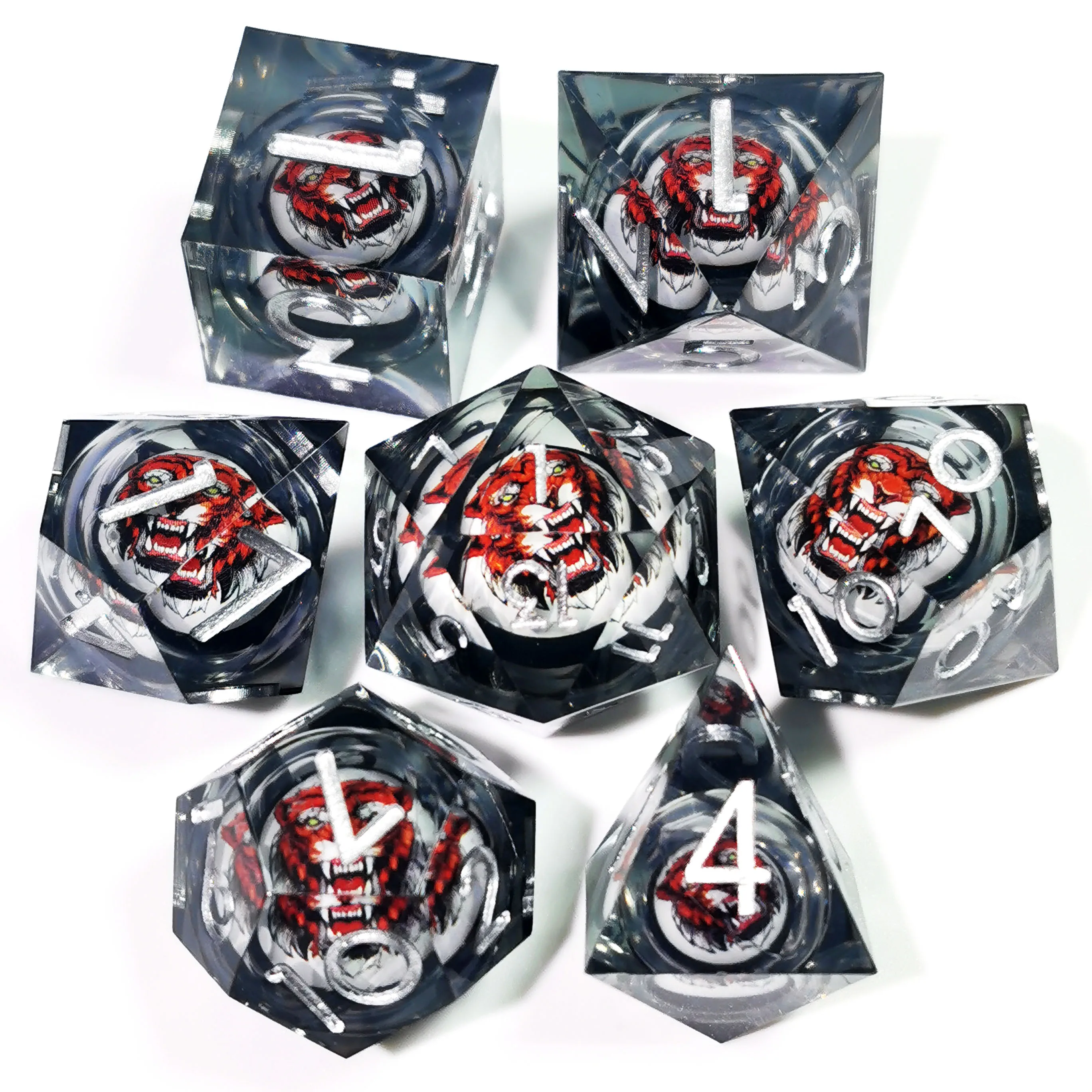 DnD Dice Set - 7 Piece Sharp Edge Resin Dice with Dragon Eye Core, Tiger Pattern, for Tabletop RPG and Dungeons & Dragons
DnD Dice Set - 7 Piece Sharp Edge Resin Dice with Dragon Eye Core, Tiger Pattern, for Tabletop RPG and Dungeons & Dragons
