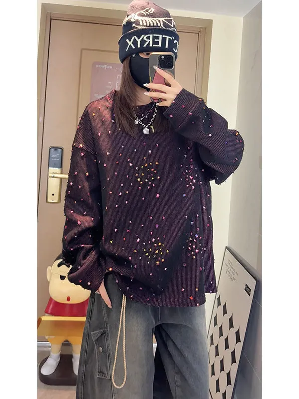 Retro American Star Hole round Ne Sweatirt Knitted Long Sve Men Women Design Sense Raised Flower Base irt
Retro American Star Hole round Ne Sweatirt Knitted Long Sve Men Women Design Sense Raised Flower Base irt