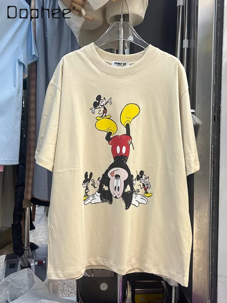 Medium Length Cartoon T-shirt Short-sleeved Women's Summer European Pullover Round Neck Old Printing Large Version Thin Top
Medium Length Cartoon T-shirt Short-sleeved Women's Summer European Pullover Round Neck Old Printing Large Version Thin Top