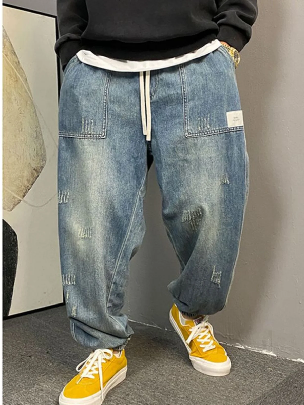 Мужские джинсы-харлан большого размера, 300 унций, американский стиль, рваные, свободного кроя, повседневные, прямые, для осеннего сезона
Мужские джинсы-харлан большого размера, 300 унций, американский стиль, рваные, свободного кроя, повседневные, прямые, для осеннего сезона