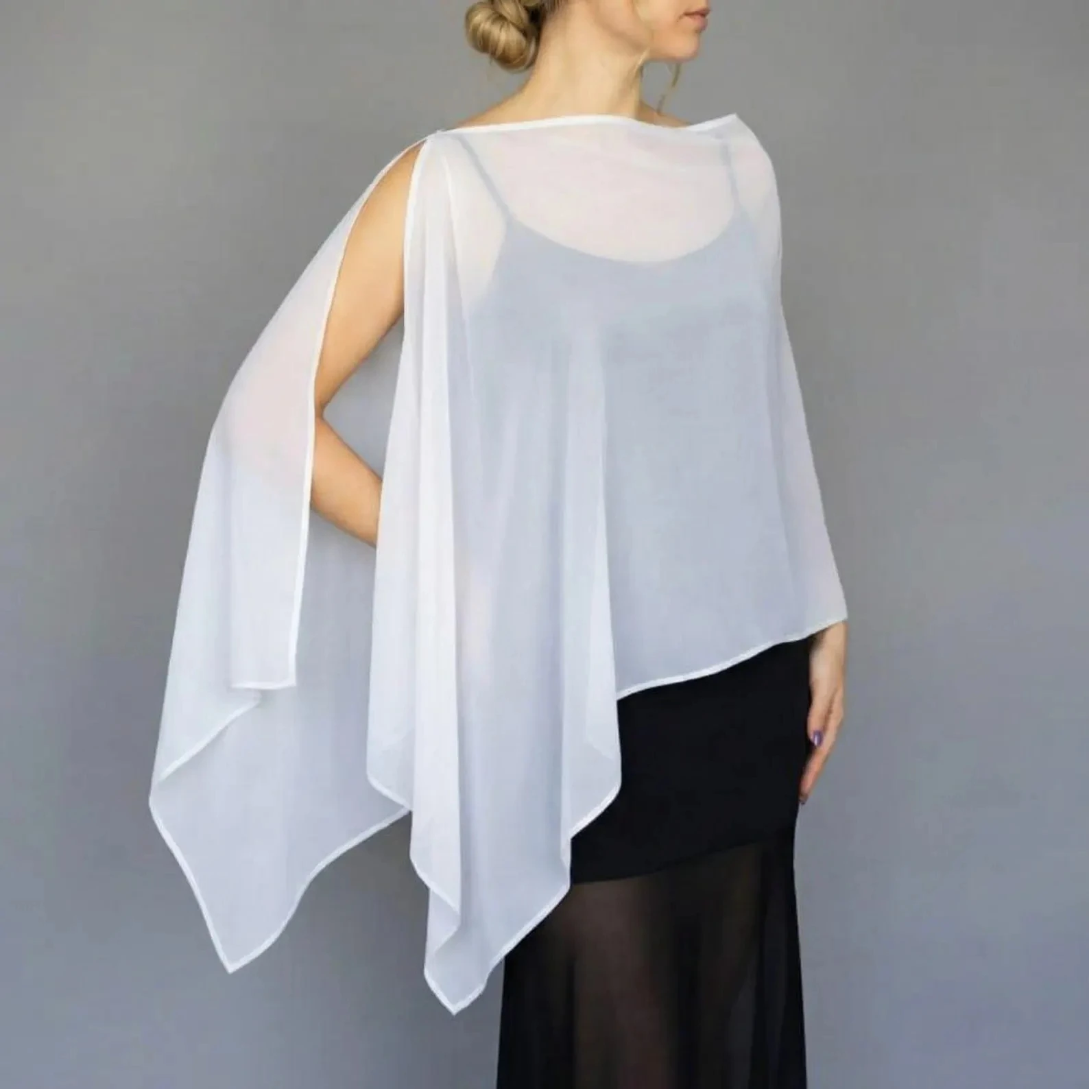 Customized Chiffon Wedding Capes Bride Top Cover Summer Bridal Shrug Women Formal Party Boleros Accessory
Customized Chiffon Wedding Capes Bride Top Cover Summer Bridal Shrug Women Formal Party Boleros Accessory