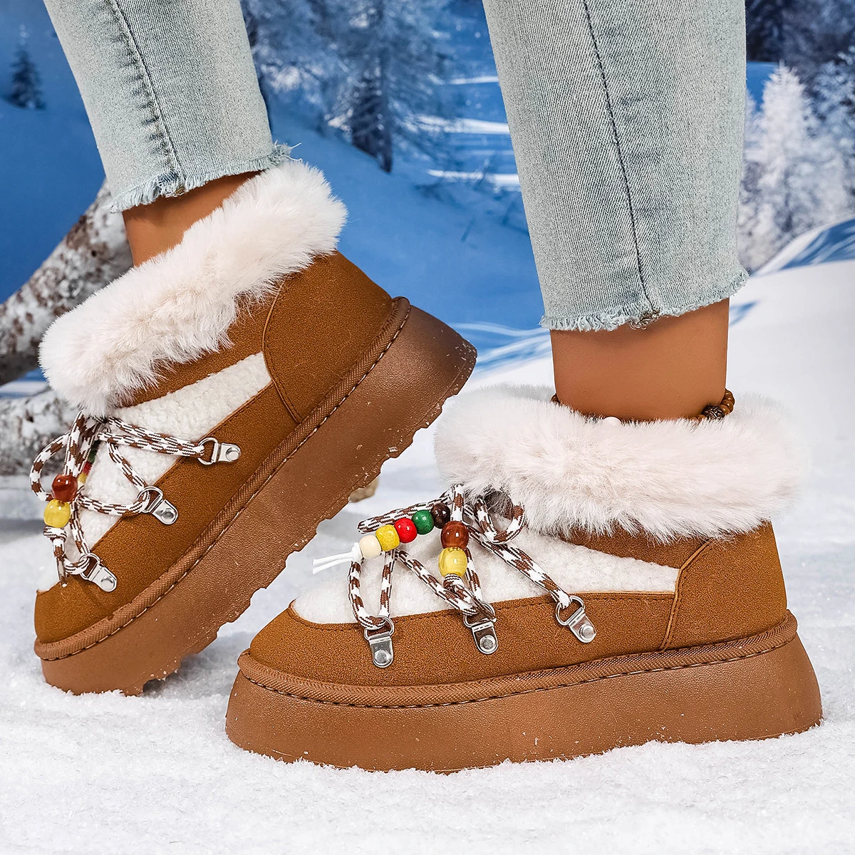 Autumn Winter Women Snow Boots Thickened Mid-length Over-the-knee Warm Women Shoes 2025 New Thick-soled Cross-tie Snow Boots
Autumn Winter Women Snow Boots Thickened Mid-length Over-the-knee Warm Women Shoes 2025 New Thick-soled Cross-tie Snow Boots