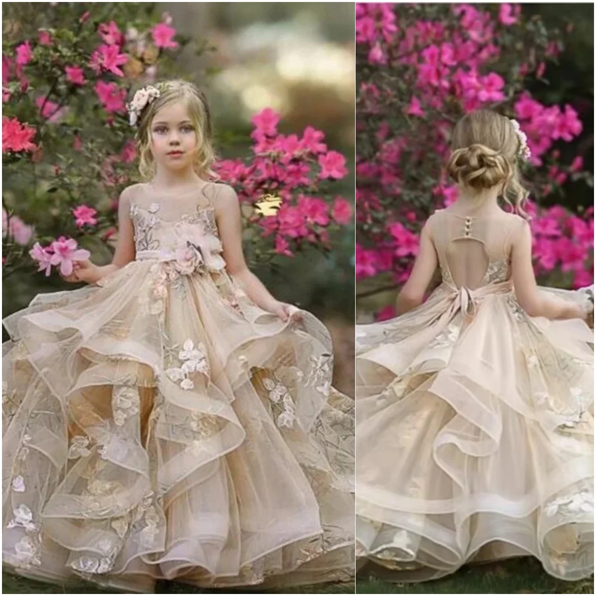 Ruffles Flower Girl Dresses for Wedding 3D Floral Appliques Floor Length Girl Kids Birthday Party First Holy Communion Gown
Ruffles Flower Girl Dresses for Wedding 3D Floral Appliques Floor Length Girl Kids Birthday Party First Holy Communion Gown