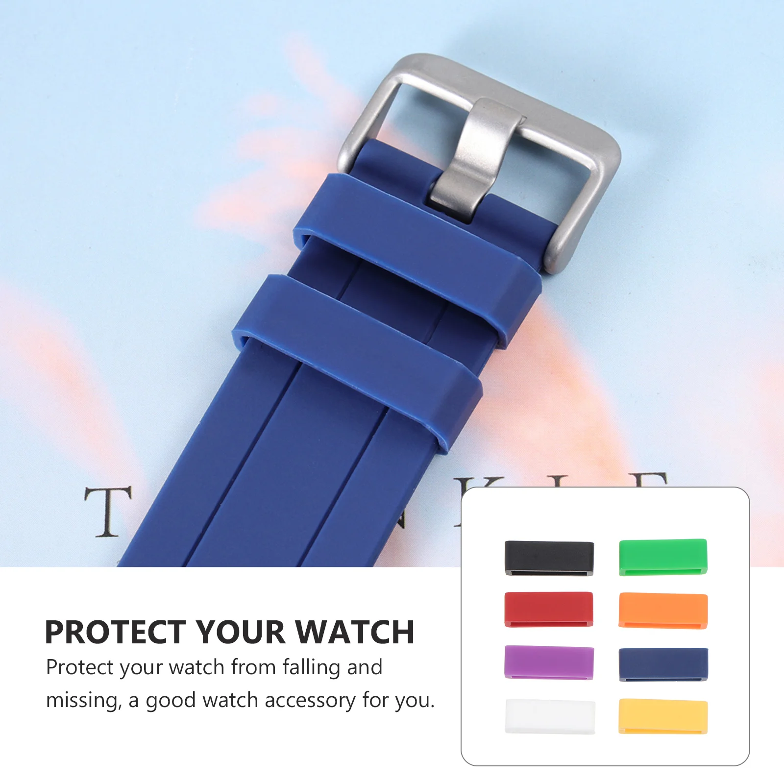 8pcs Silicon Watch Band Ring Buckle Anti-Fall Replacement Loop Holder Keeper 20Mm 7Colors White Yellow Purple Black
8pcs Silicon Watch Band Ring Buckle Anti-Fall Replacement Loop Holder Keeper 20Mm 7Colors White Yellow Purple Black